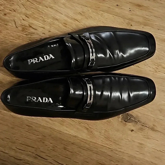Prada Mens Black Leather slip on loafers US 13 UK 12 - Picture 2 of 5